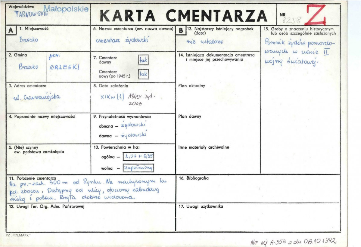 Karta cmentarza, skan nr 1