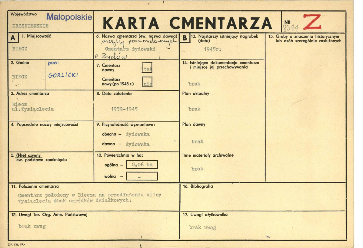 Karta cmentarza, skan nr 1
