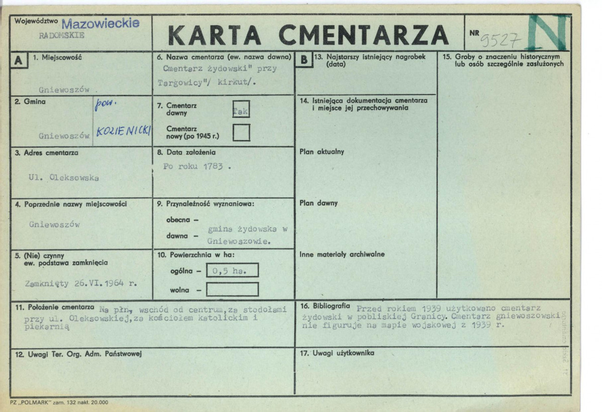 KC - Karta cmentarza, skan nr 1