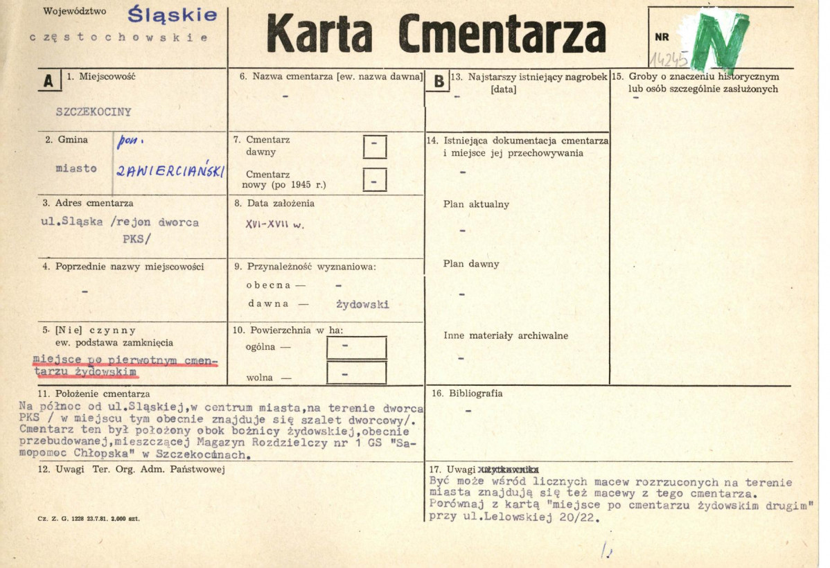 KC - Karta cmentarza, skan nr 1