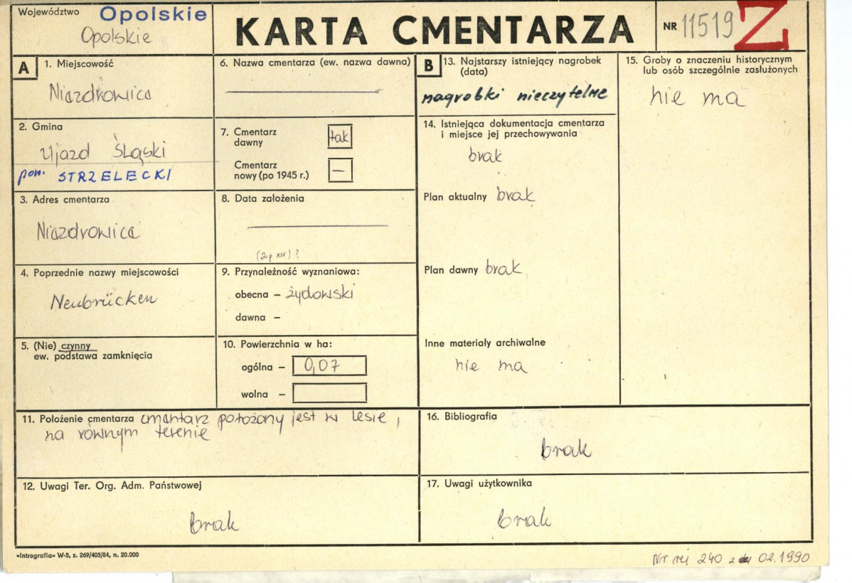 KC - Karta cmentarza, skan nr 1