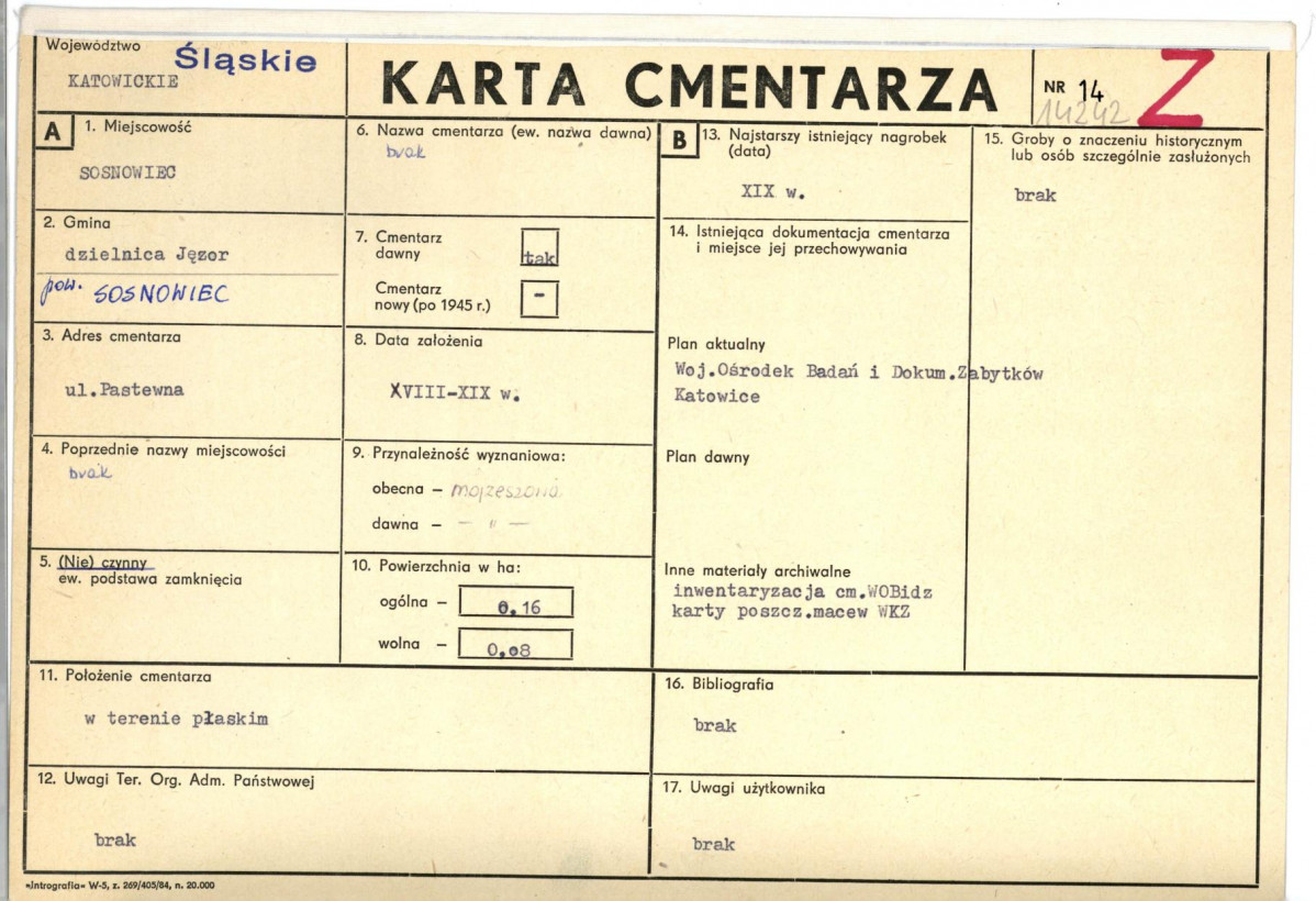 Karta cmentarza, skan nr 1