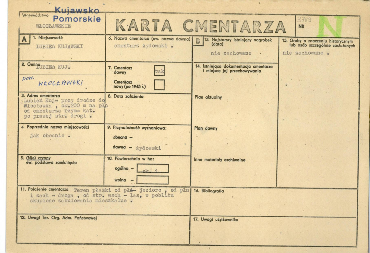 KC - Karta cmentarza, skan nr 1