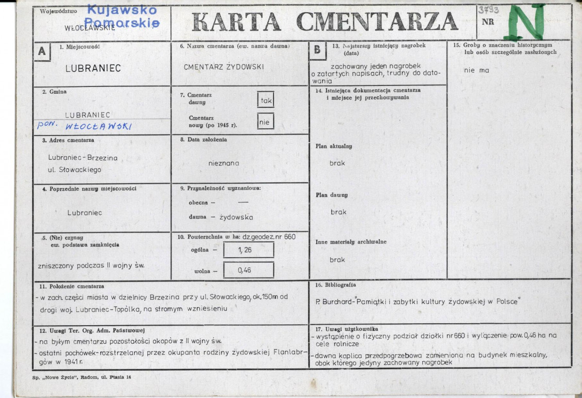 KC - Karta cmentarza, skan nr 1