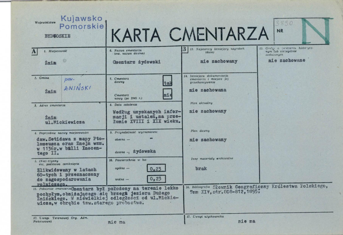 KC - Karta cmentarza, skan nr 1