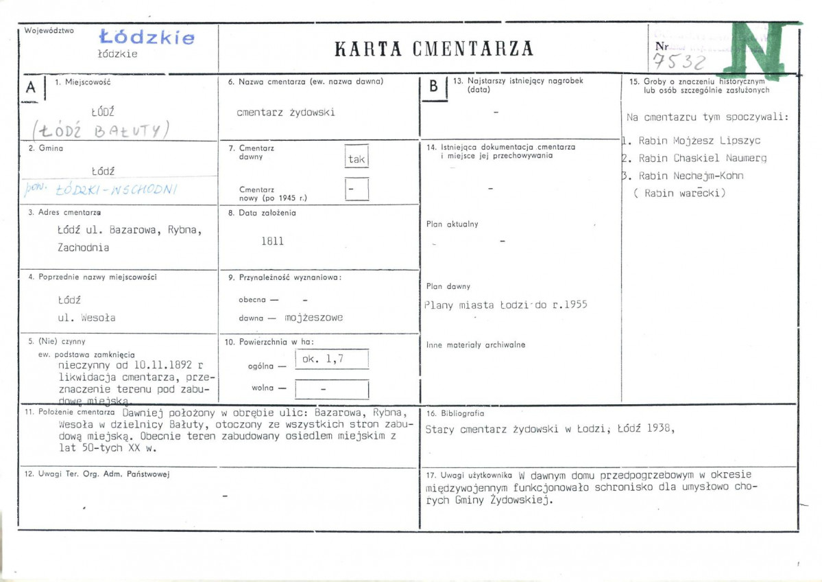 Karta cmentarza, skan nr 1