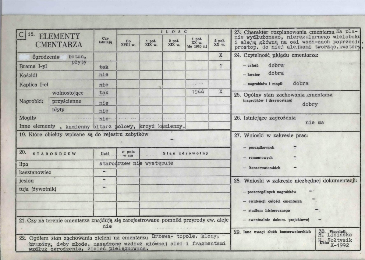 KC - Karta cmentarza, skan nr 2