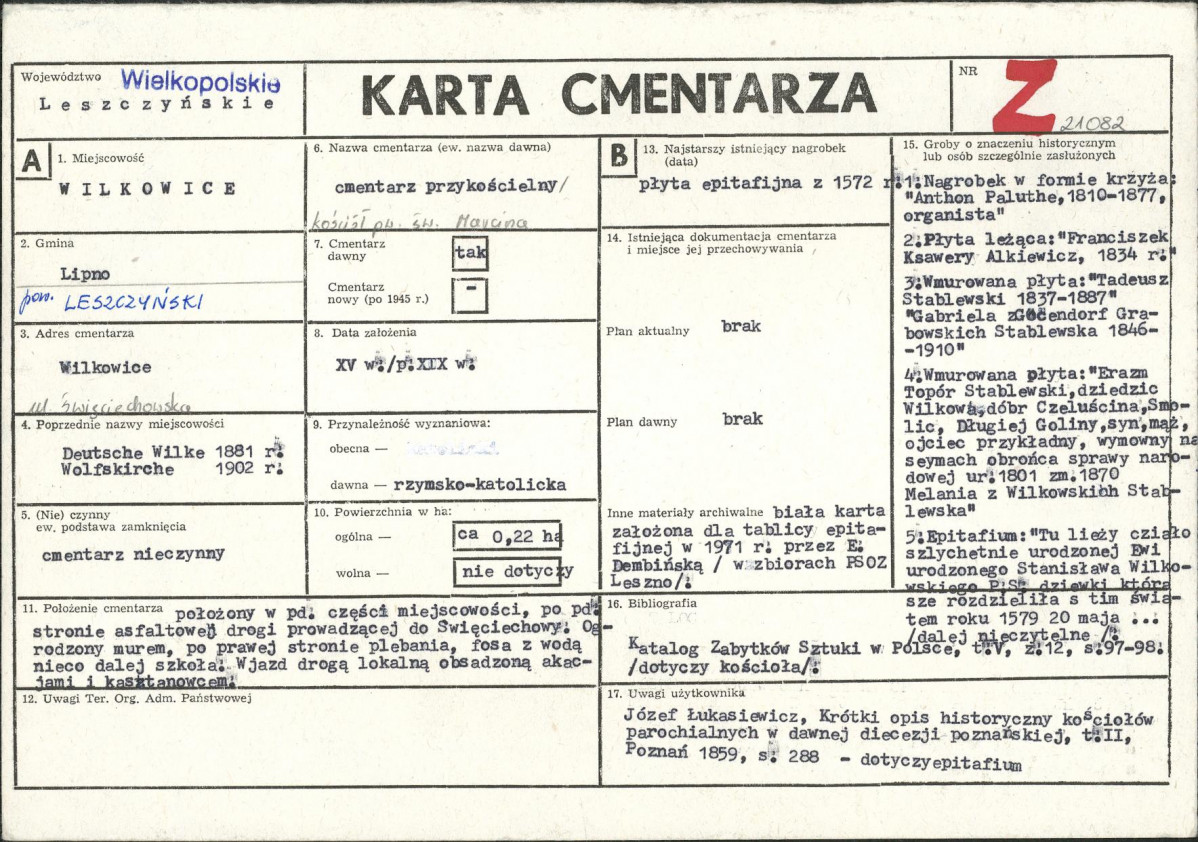 Karta cmentarza, skan nr 1