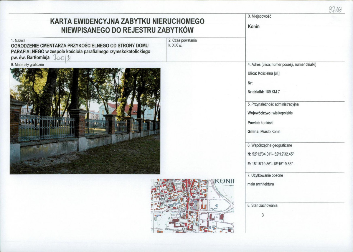 Karta obiektu niewpisanego do rejestru, skan nr 1