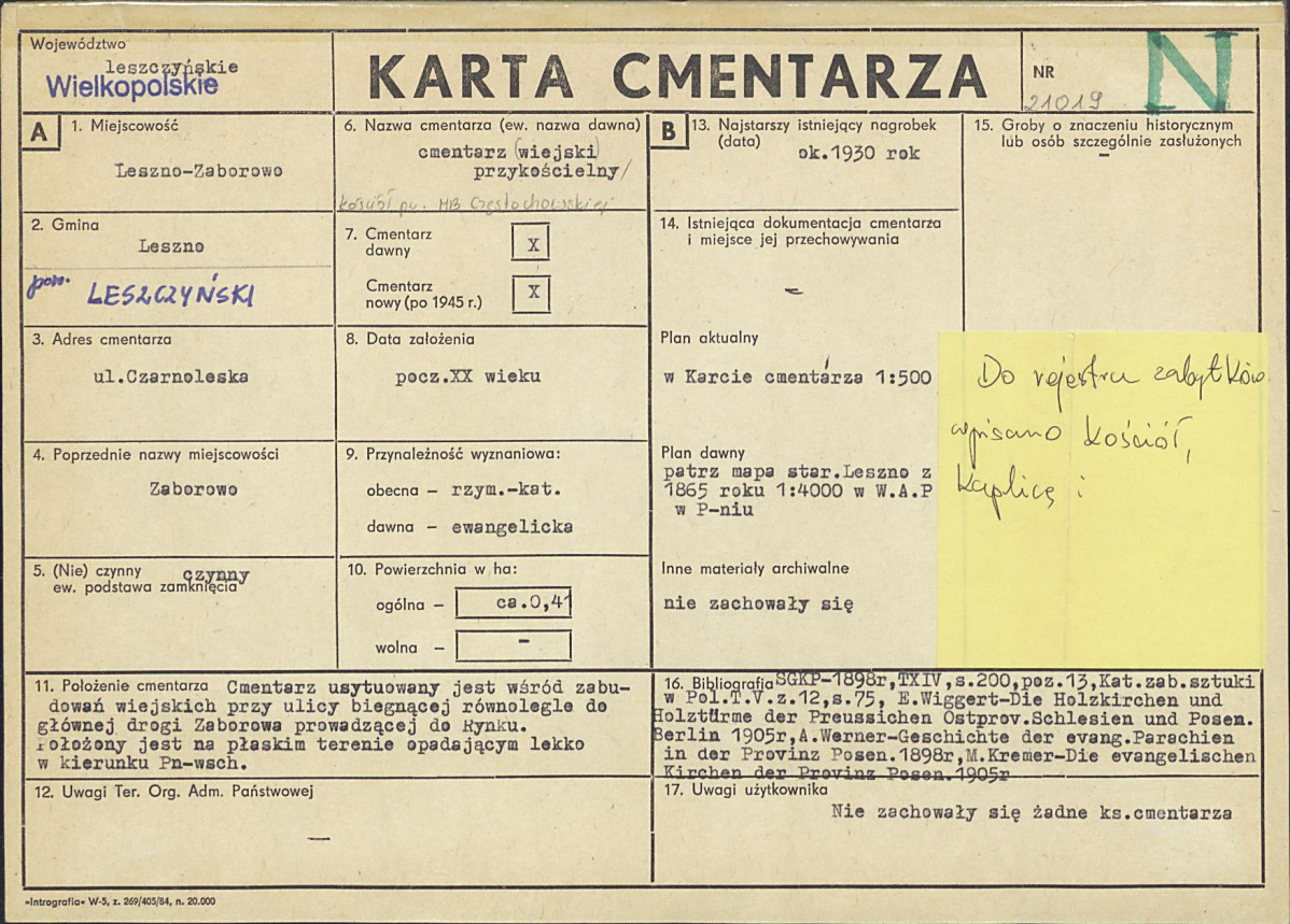 Karta cmentarza, skan nr 1