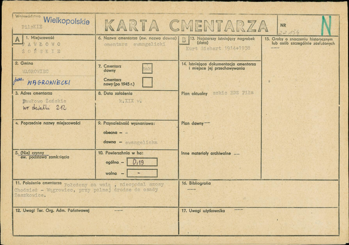 KC - Karta cmentarza, skan nr 1