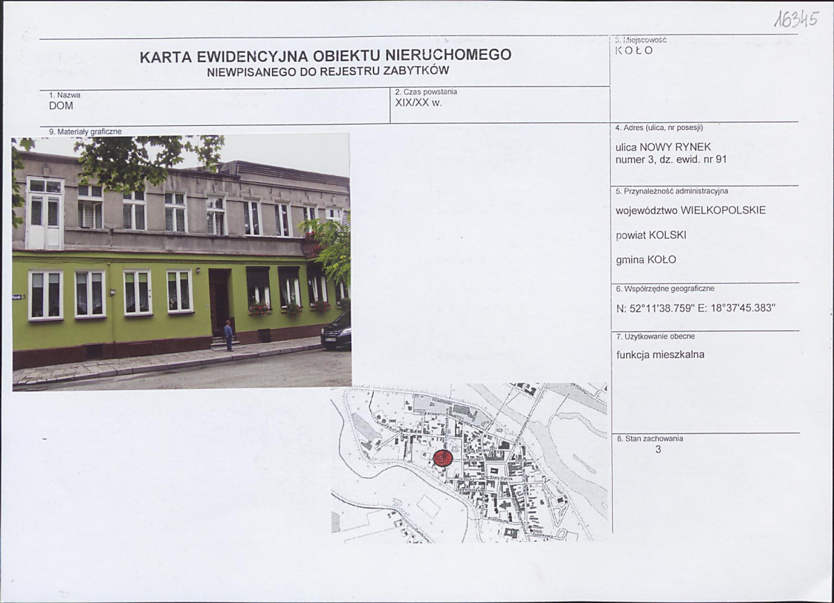Karta obiektu niewpisanego do rejestru, skan nr 1