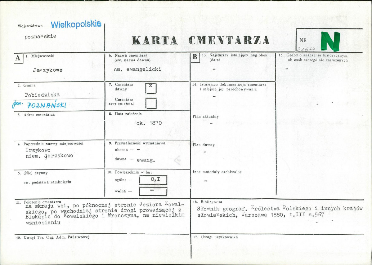 KC - Karta cmentarza, skan nr 1