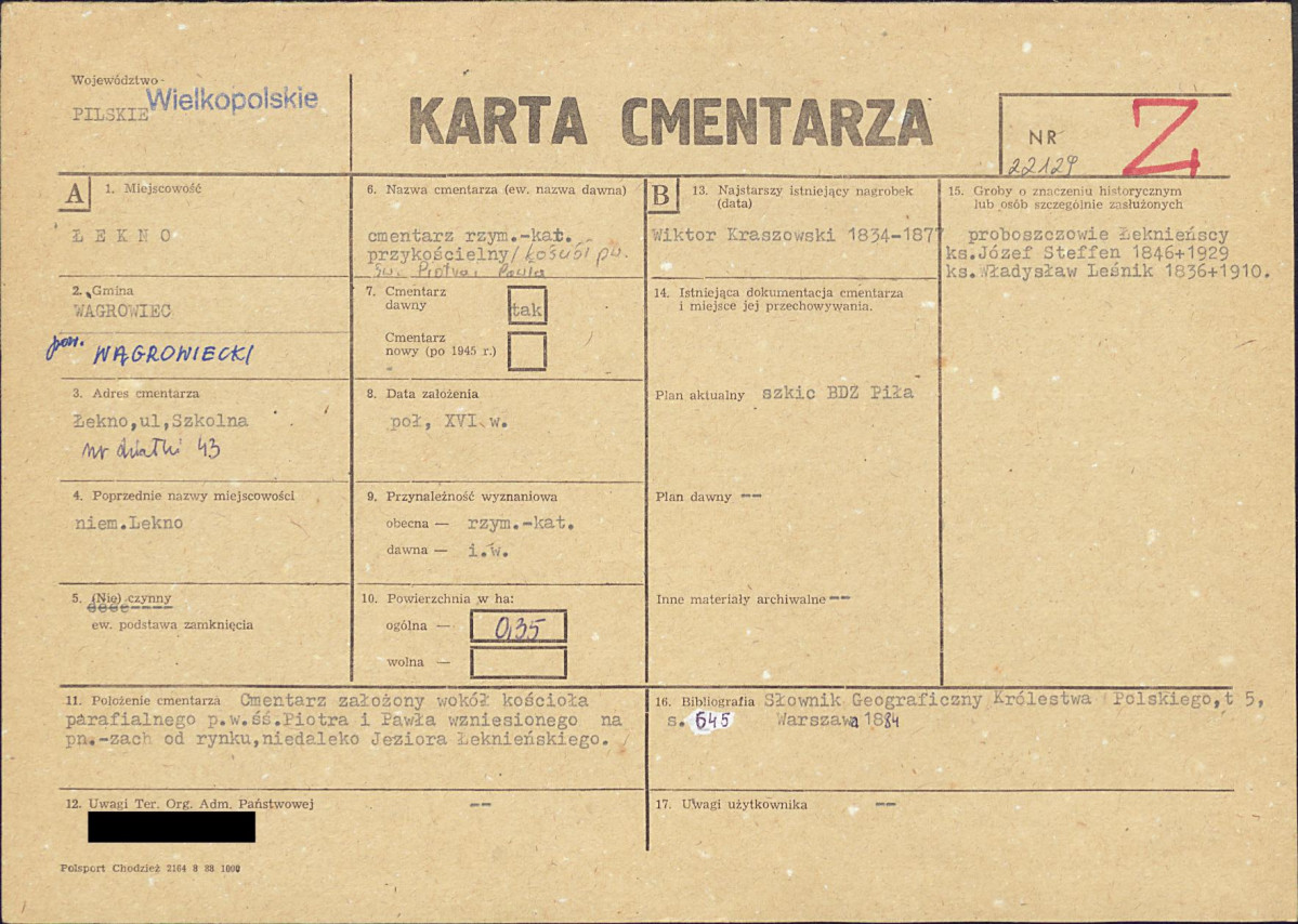 KC - Karta cmentarza, skan nr 1