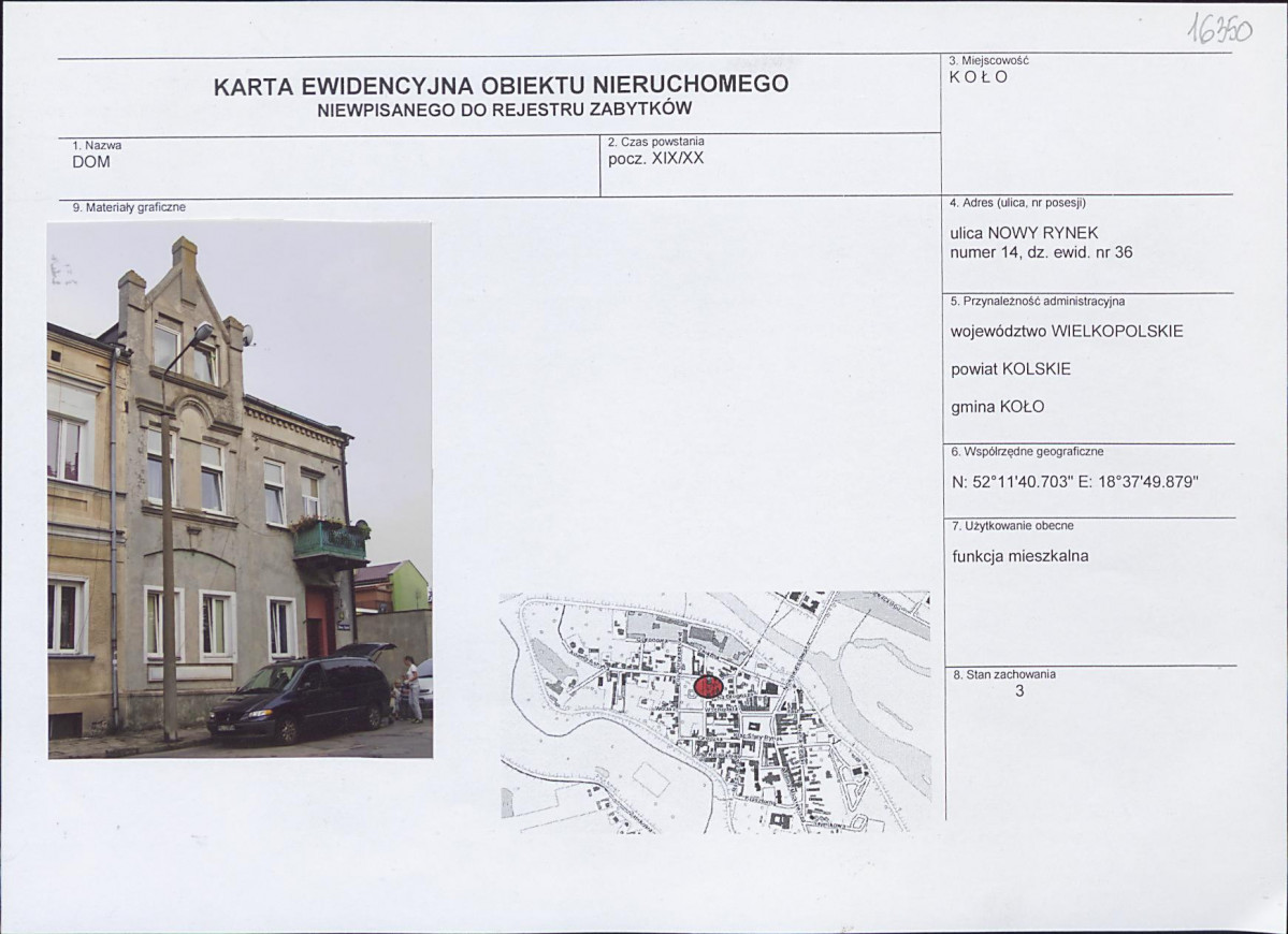 Karta obiektu niewpisanego do rejestru, skan nr 1