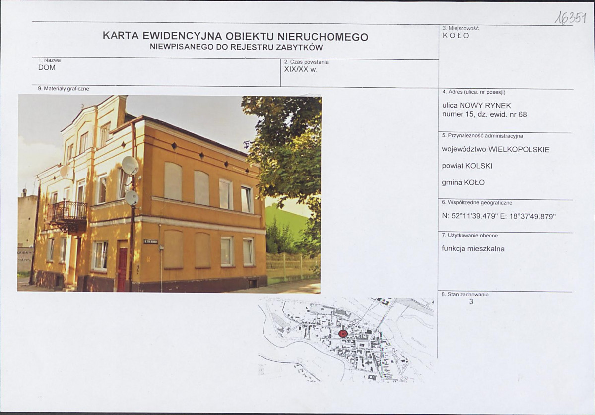Karta obiektu niewpisanego do rejestru, skan nr 1