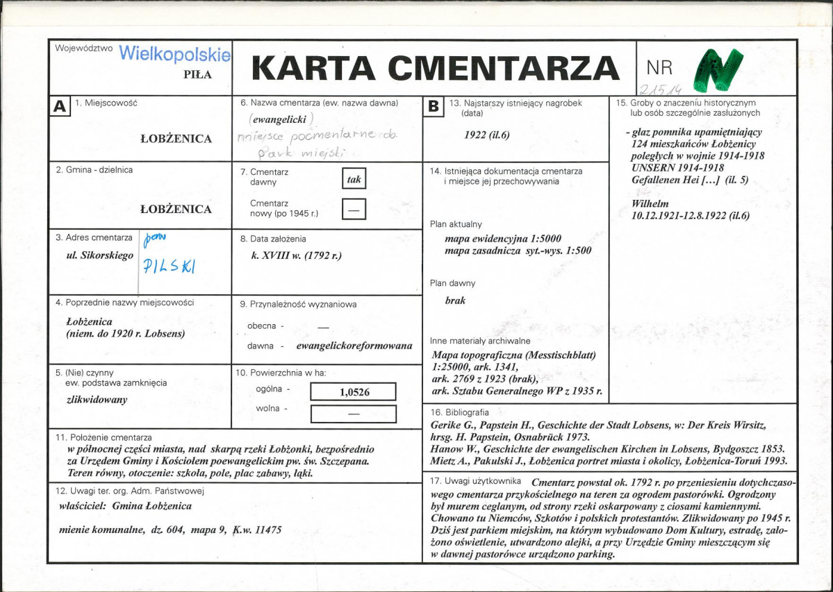 Karta cmentarza, skan nr 1