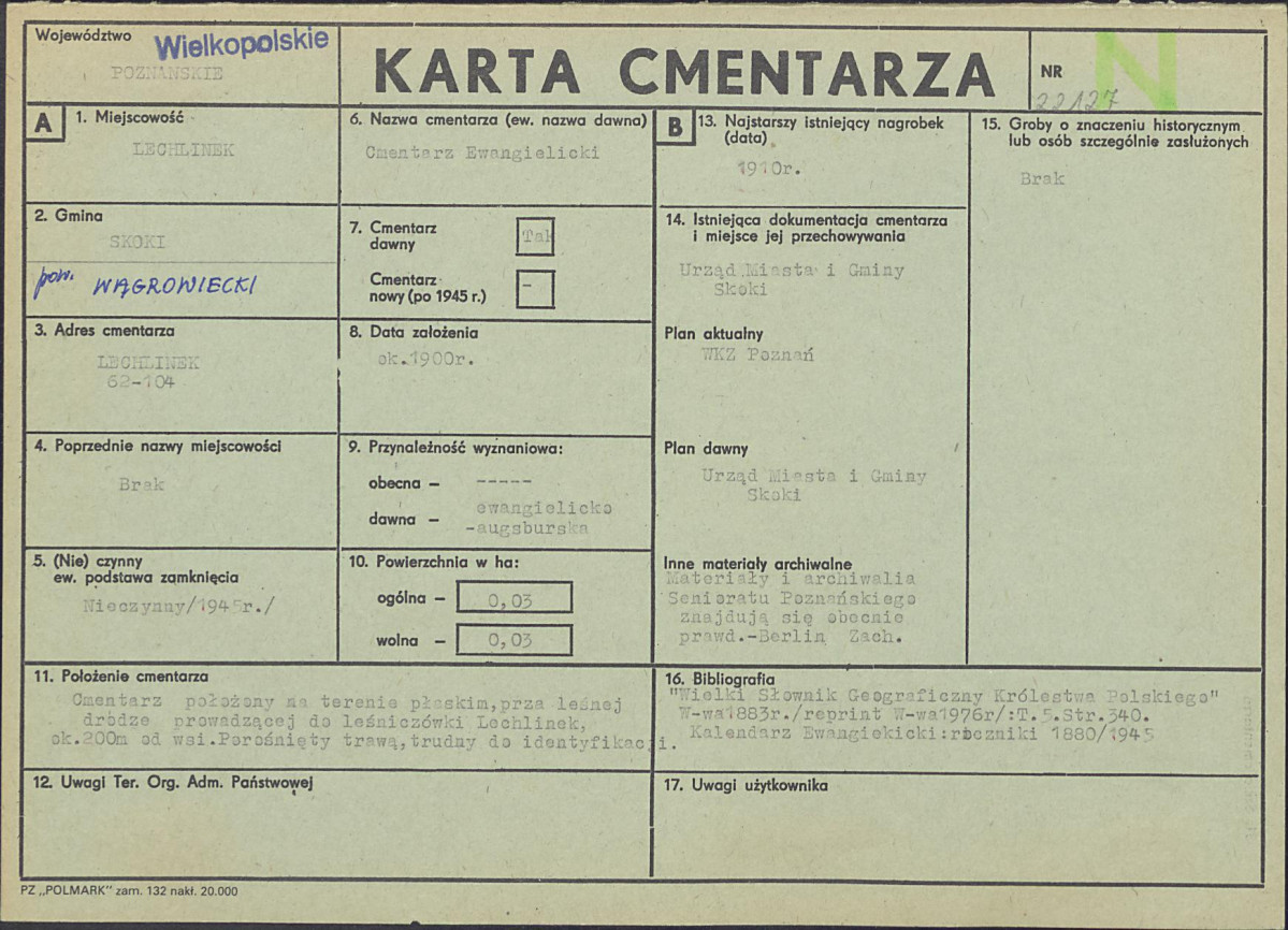 KC - Karta cmentarza, skan nr 1