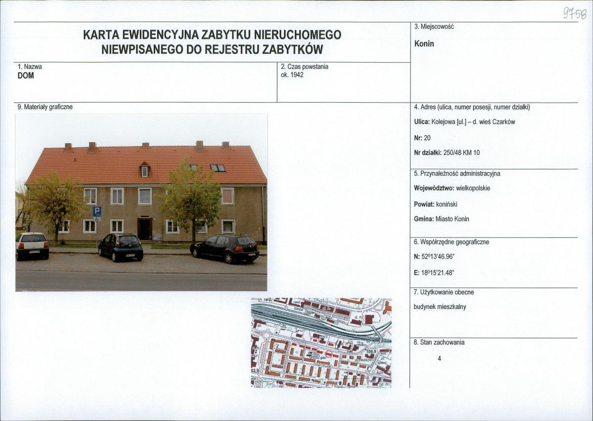 Karta obiektu niewpisanego do rejestru, skan nr 1