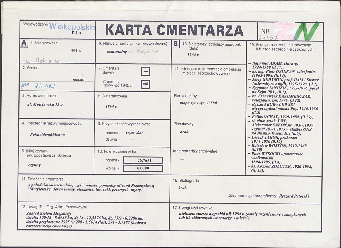 KC - Karta cmentarza, skan nr 1
