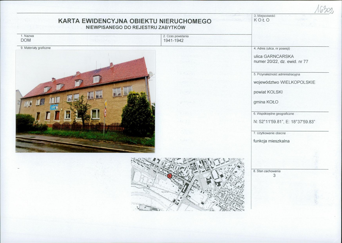 Karta obiektu niewpisanego do rejestru, skan nr 1