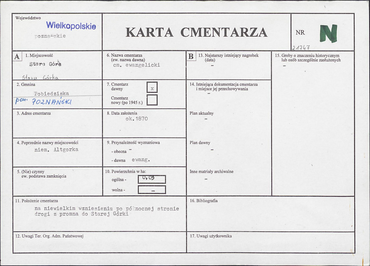 KC - Karta cmentarza, skan nr 1