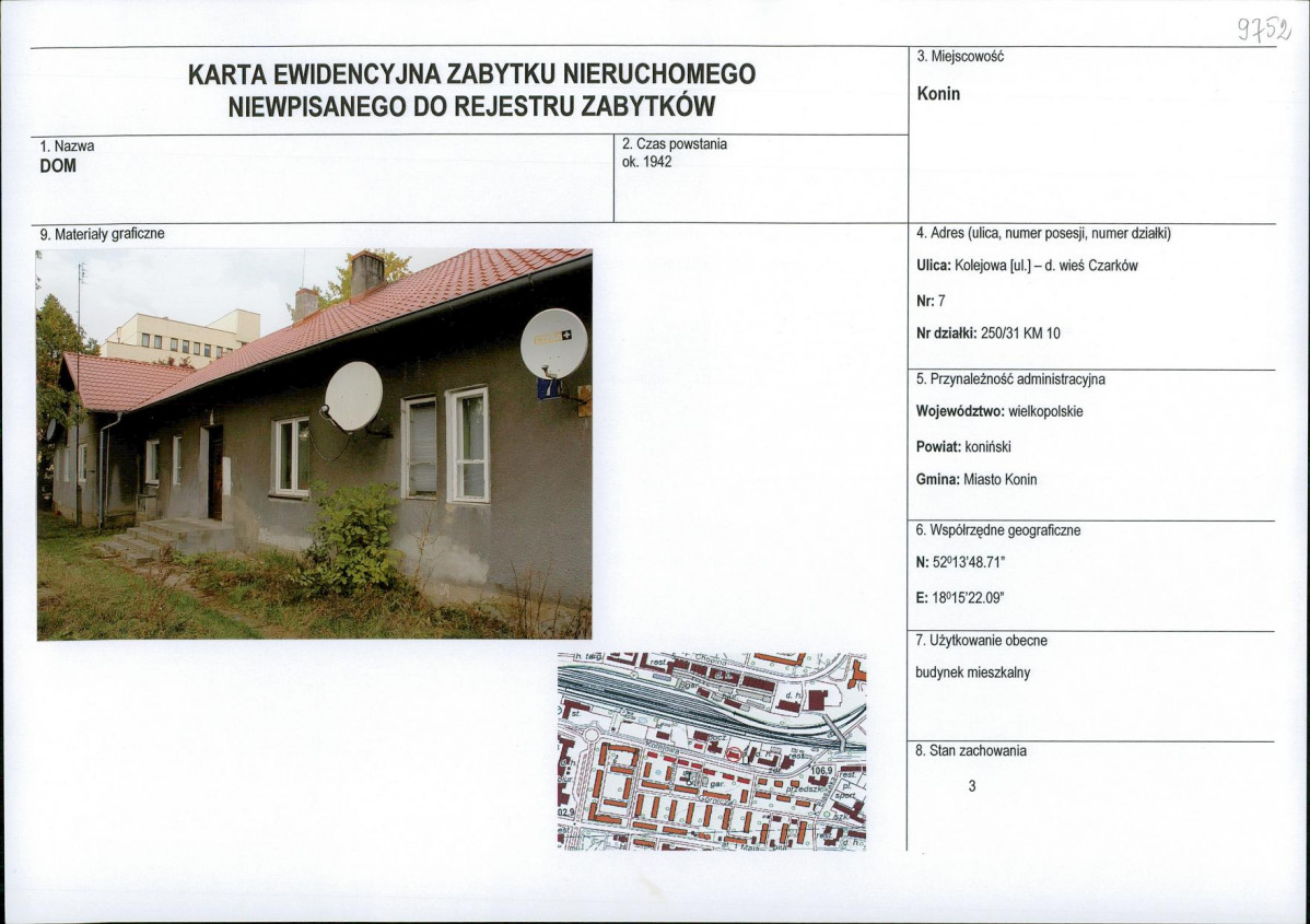 Karta obiektu niewpisanego do rejestru, skan nr 1