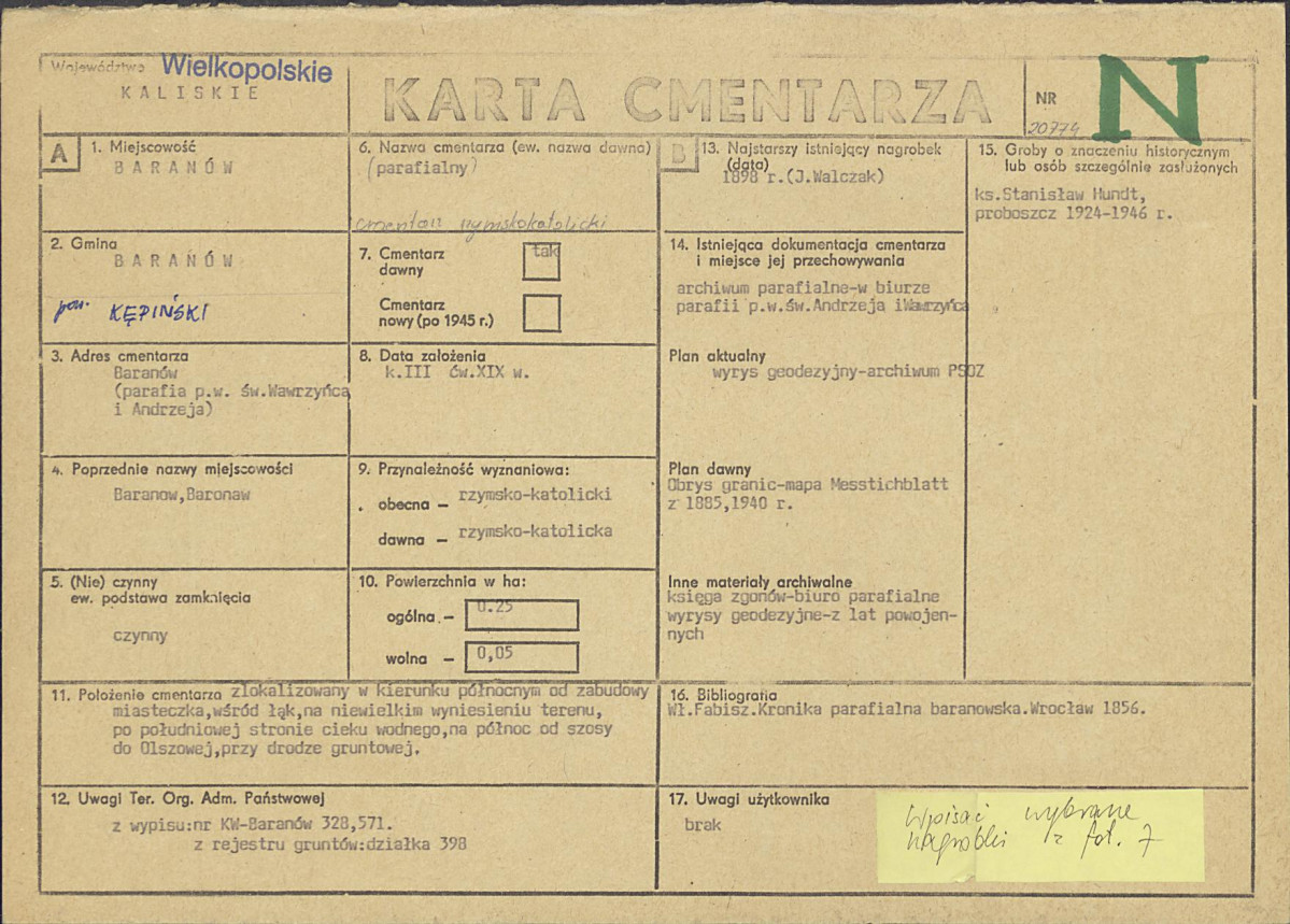 Karta cmentarza, skan nr 1