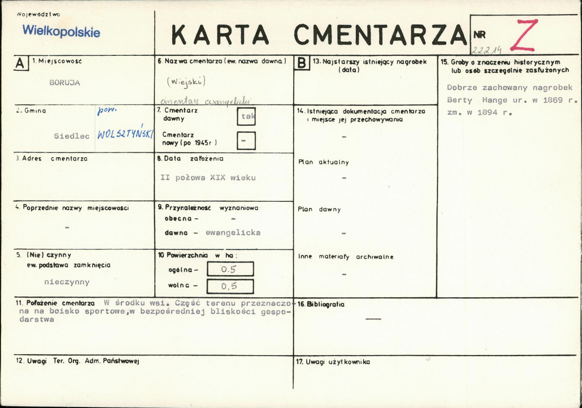 KC - Karta cmentarza, skan nr 1