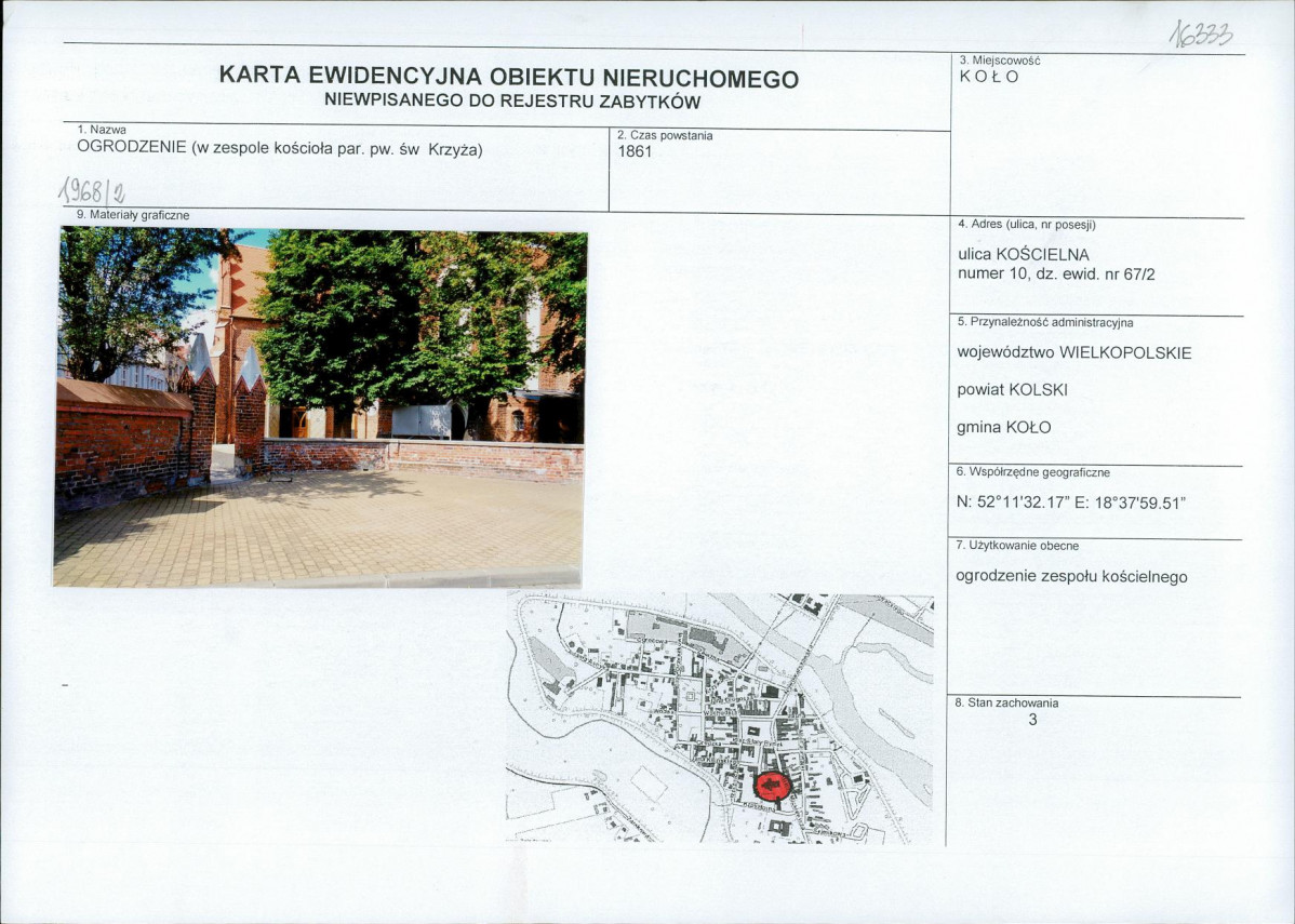 Karta obiektu niewpisanego do rejestru, skan nr 1