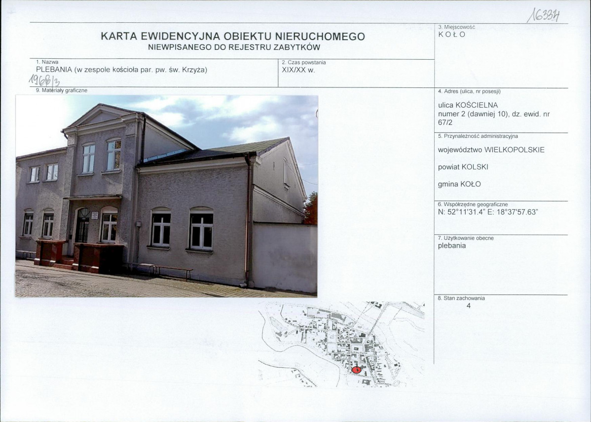 Karta obiektu niewpisanego do rejestru, skan nr 1