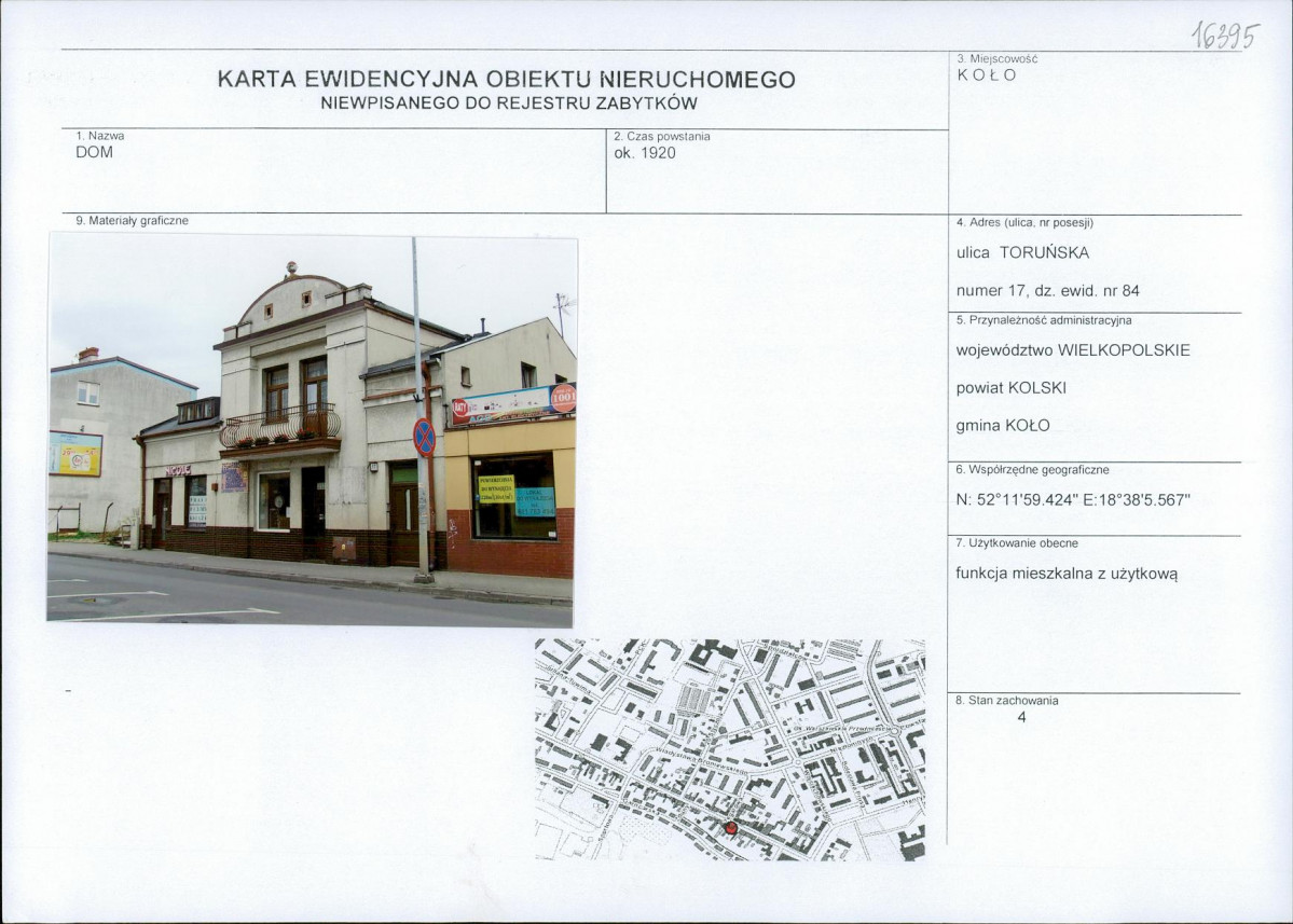 Karta obiektu niewpisanego do rejestru, skan nr 1