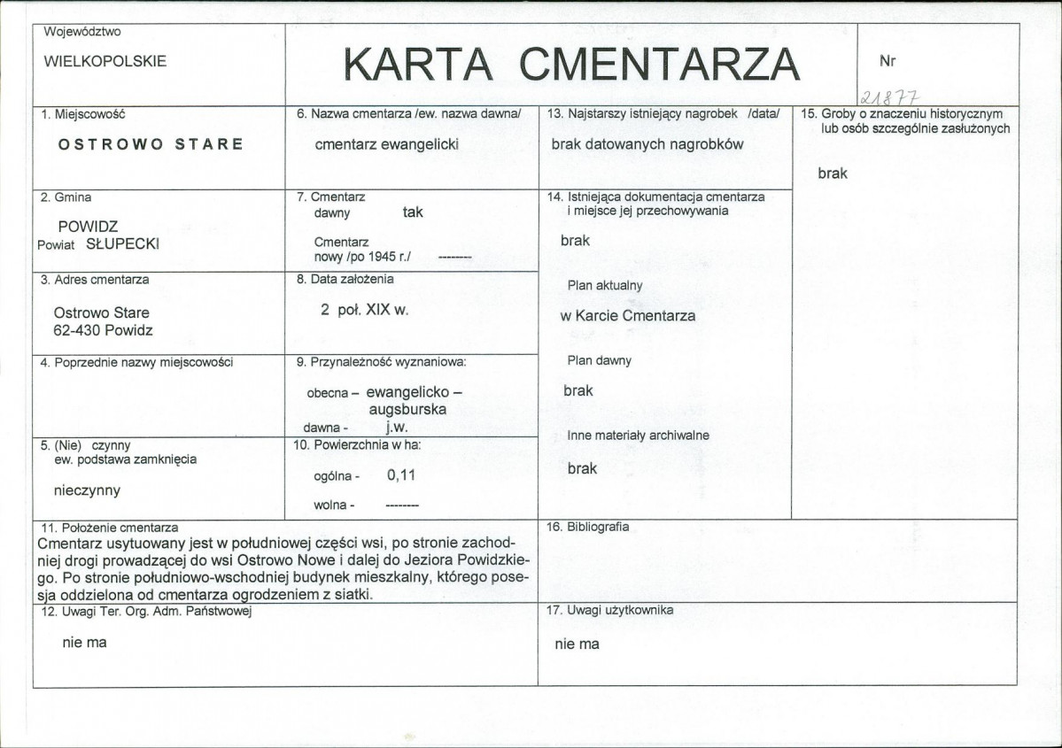 KC - Karta cmentarza, skan nr 1