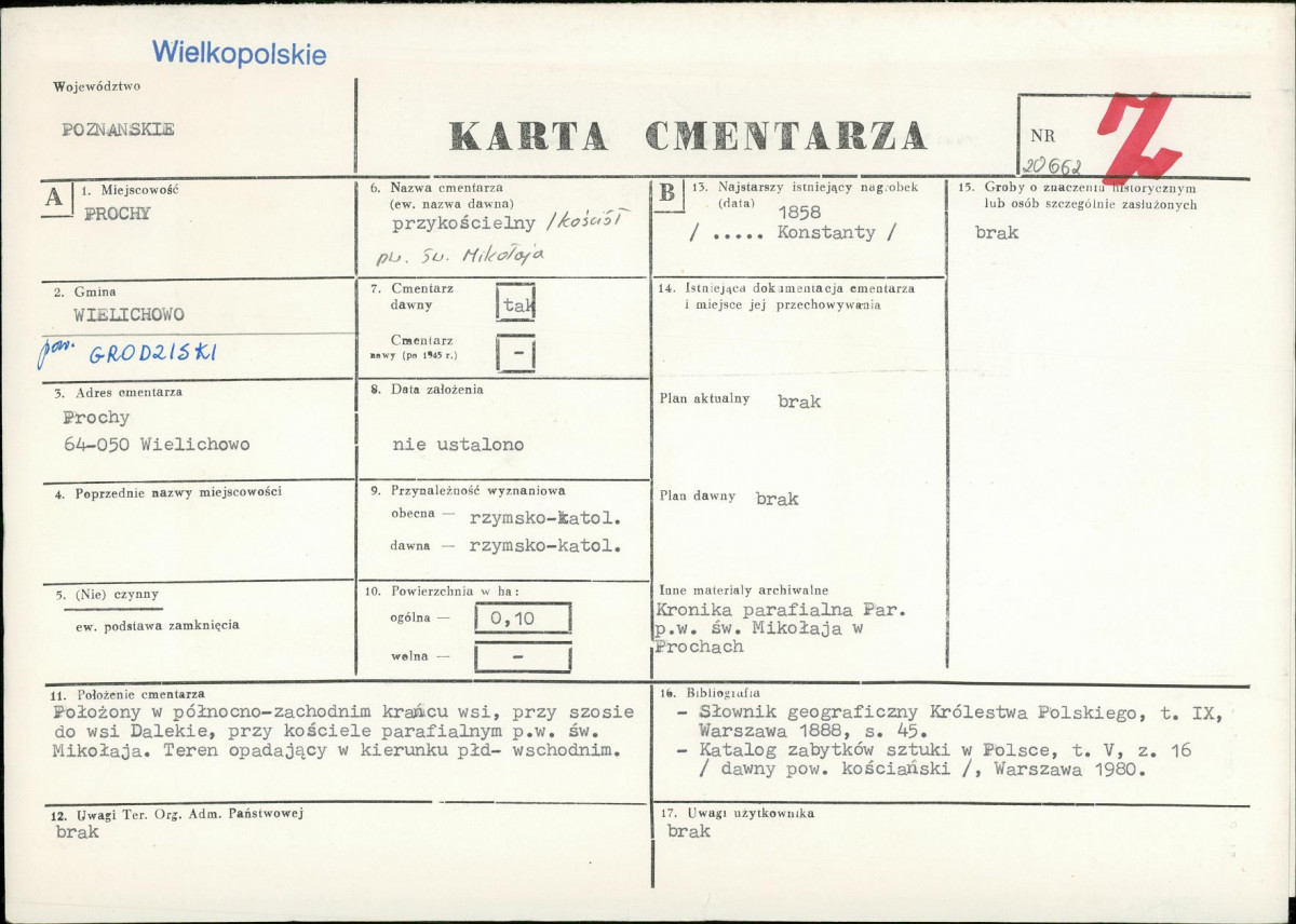KC - Karta cmentarza, skan nr 1
