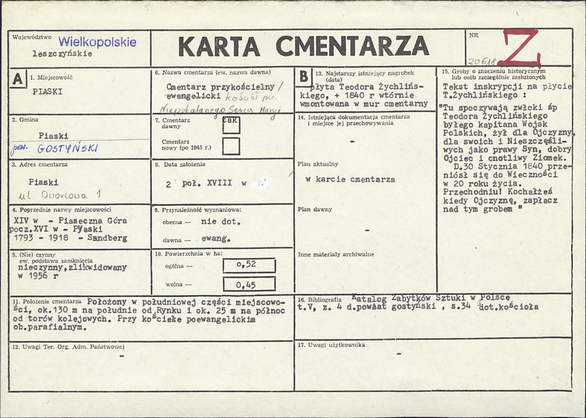 KC - Karta cmentarza, skan nr 1