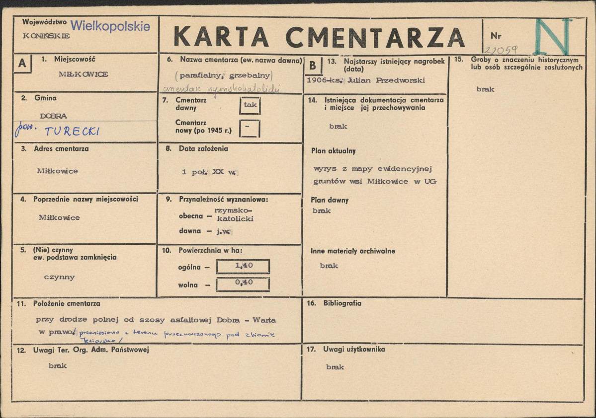 KC - Karta cmentarza, skan nr 1