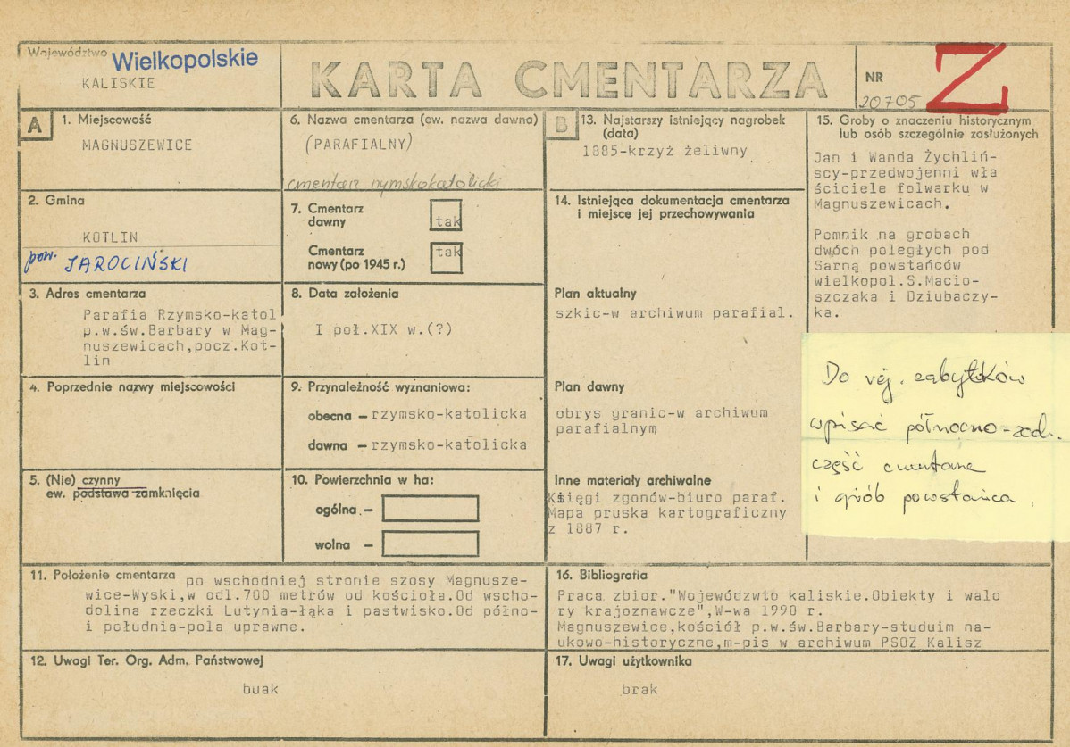 Karta cmentarza, skan nr 1