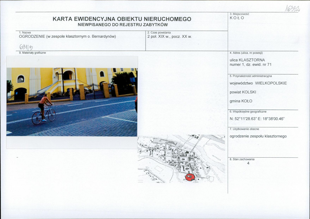 Karta obiektu niewpisanego do rejestru, skan nr 1
