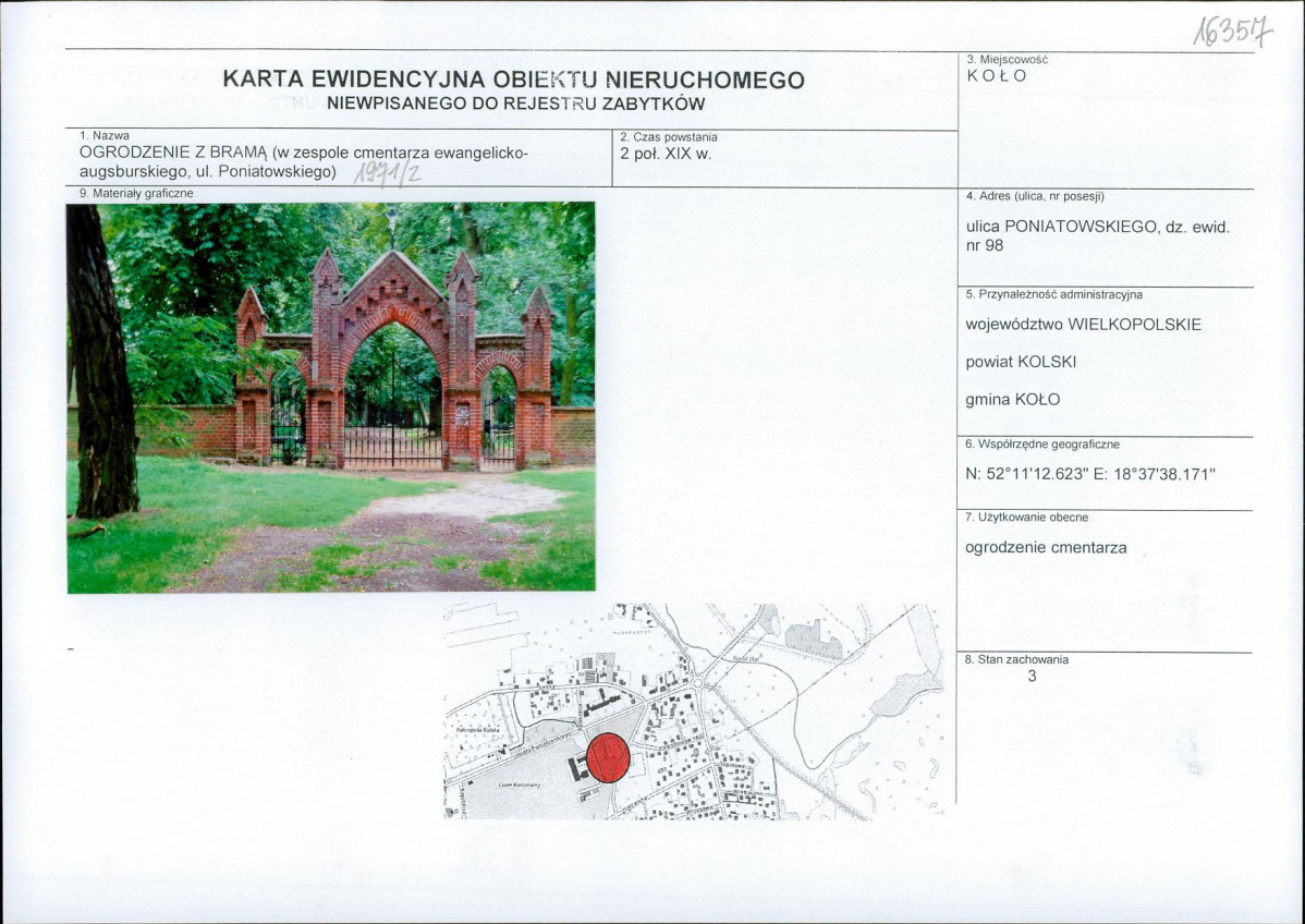 Karta obiektu niewpisanego do rejestru, skan nr 1