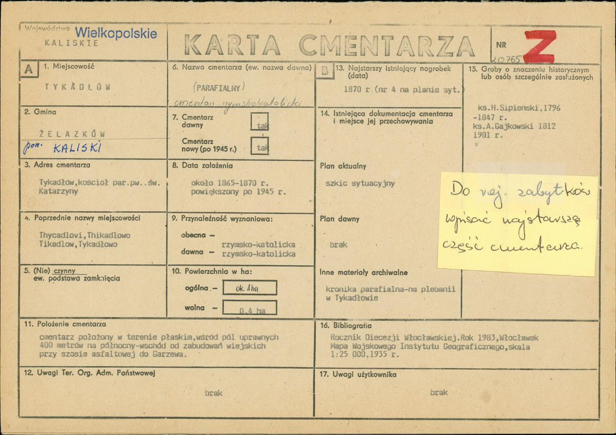 Karta cmentarza, skan nr 1