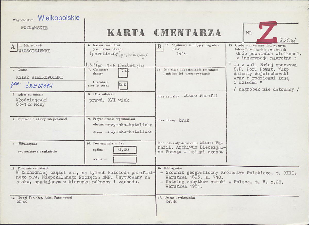 KC - Karta cmentarza, skan nr 1