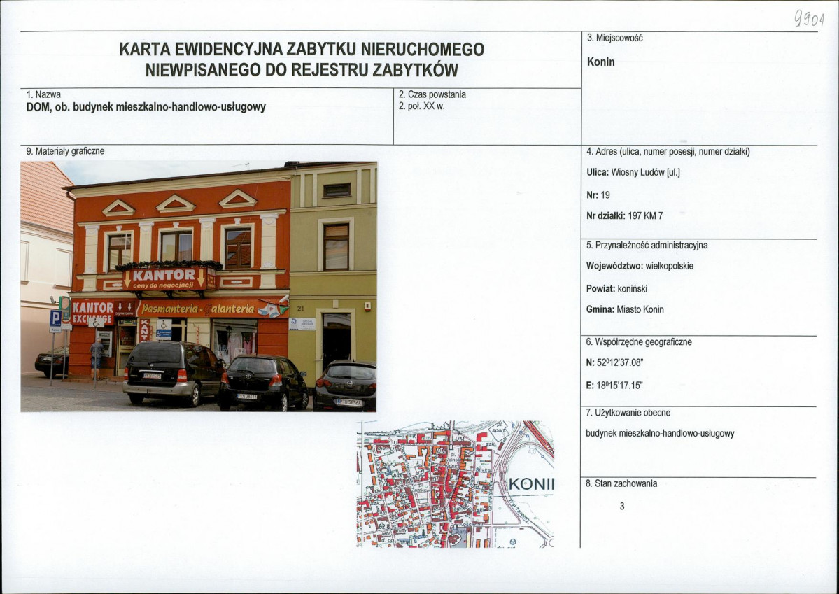 Karta obiektu niewpisanego do rejestru, skan nr 1
