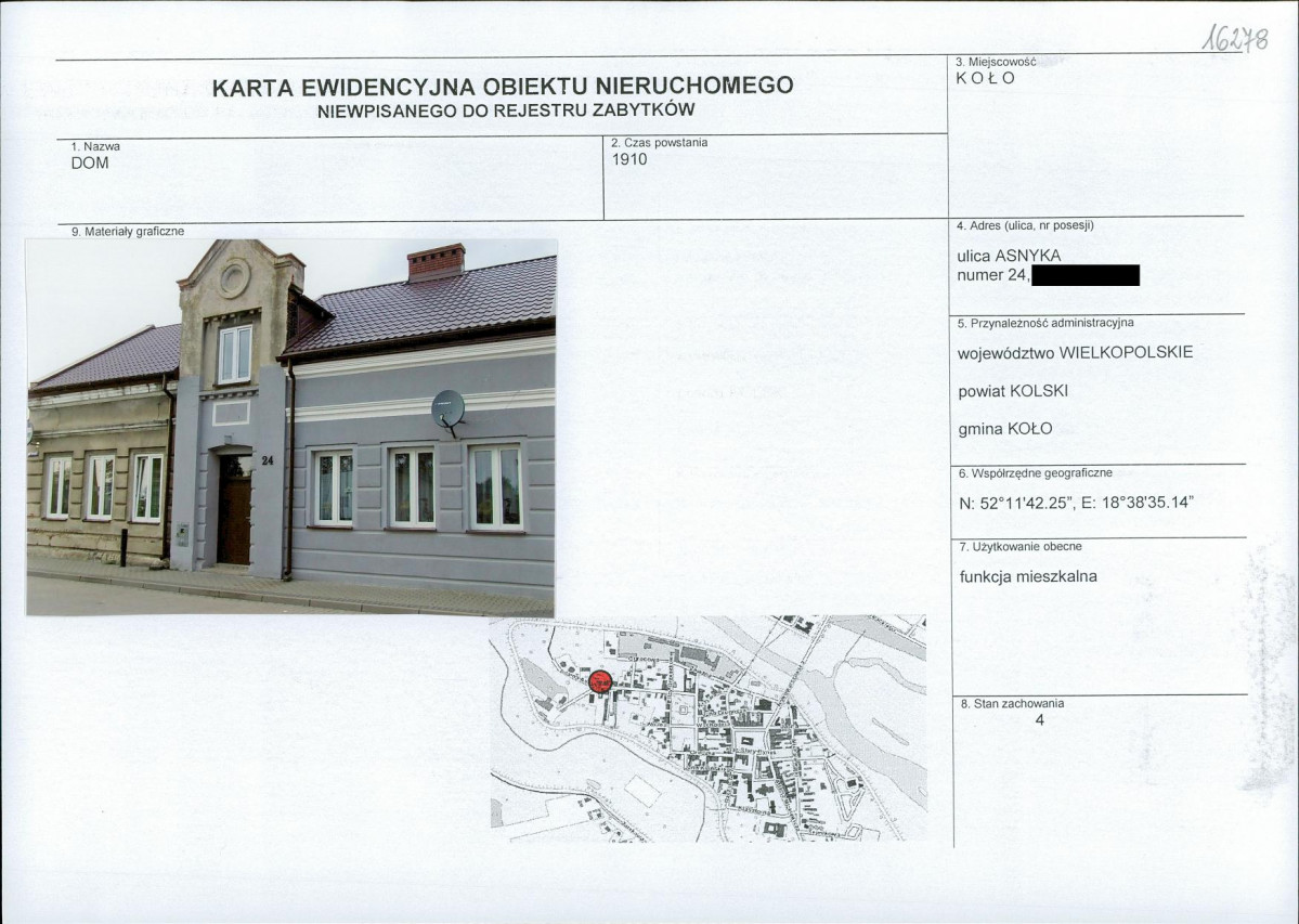 KEZN - Karta obiektu niewpisanego do rejestru, skan nr 1