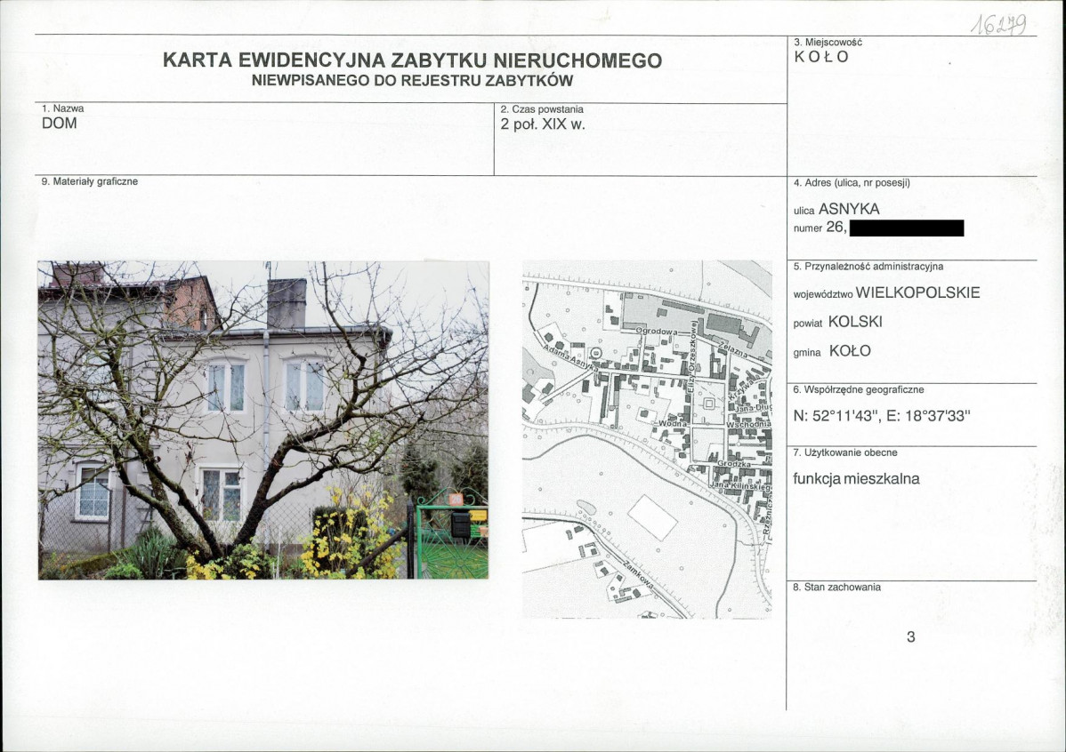 KEZN - Karta obiektu niewpisanego do rejestru, skan nr 1