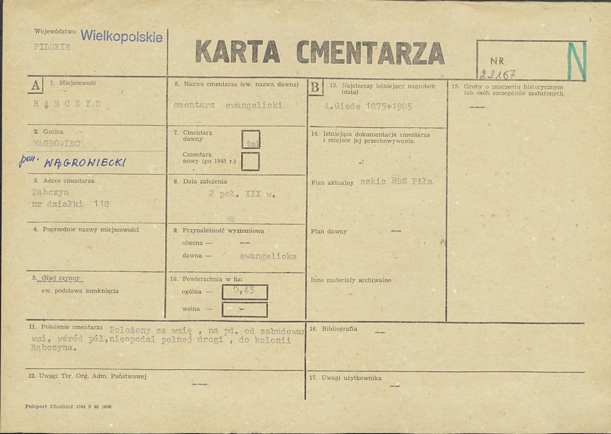 KC - Karta cmentarza, skan nr 1
