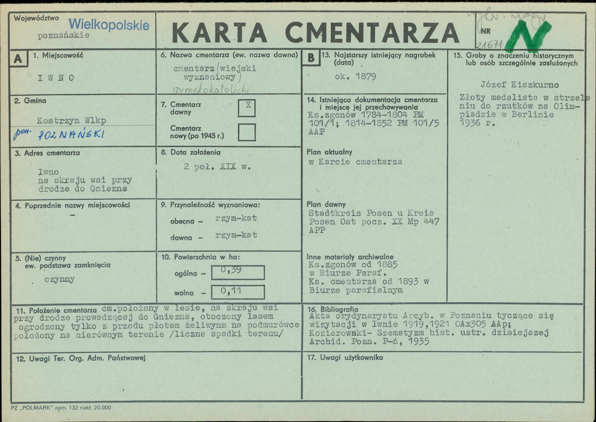 KC - Karta cmentarza, skan nr 1