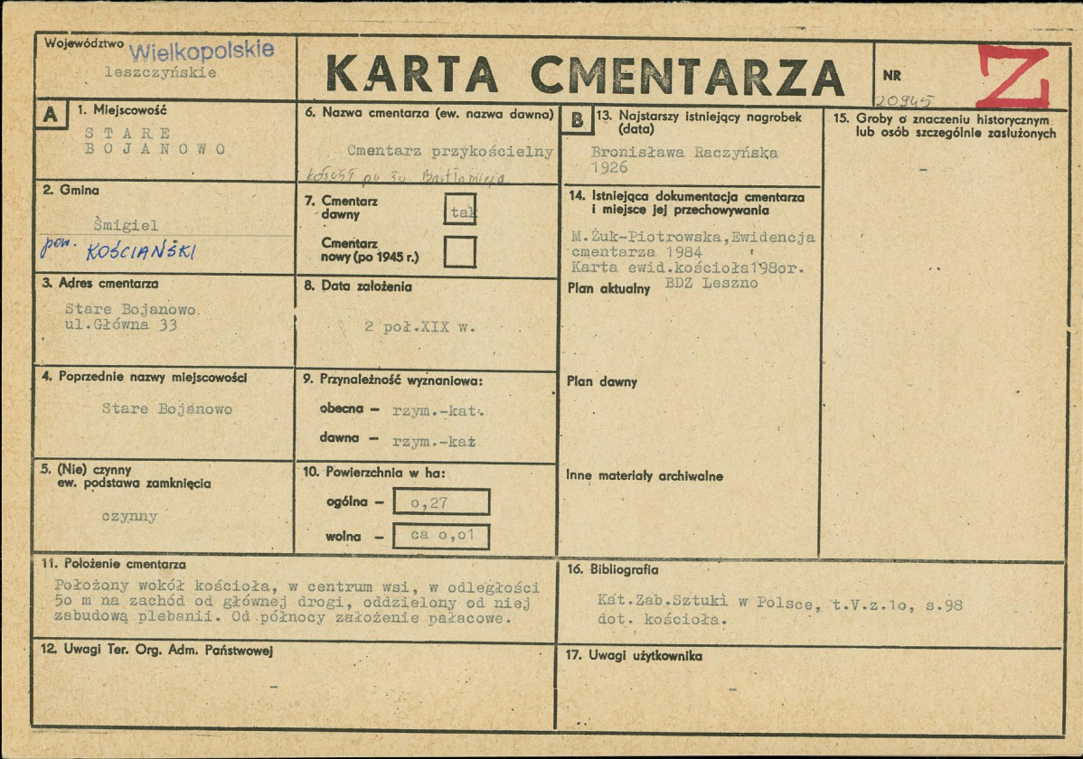 Karta cmentarza, skan nr 1