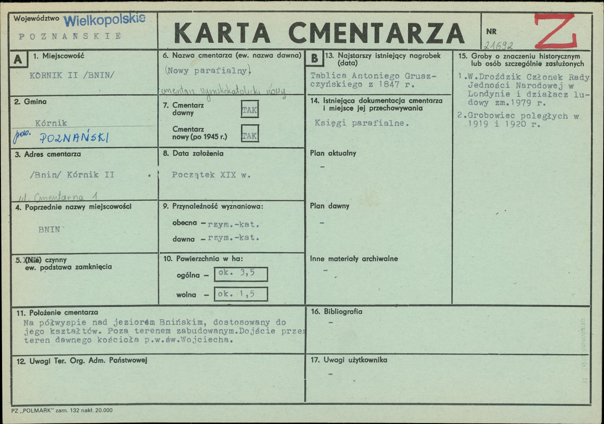 KC - Karta cmentarza, skan nr 1