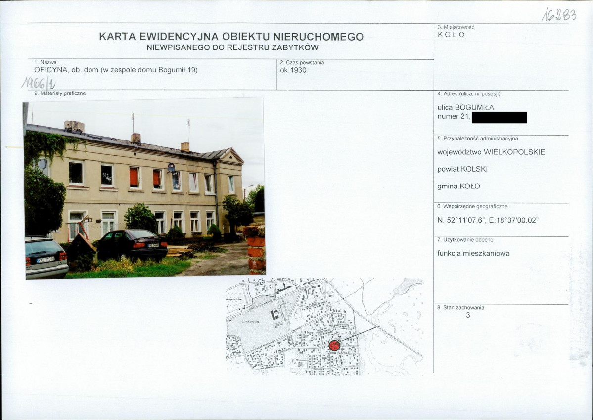 KEZN - Karta obiektu niewpisanego do rejestru, skan nr 1