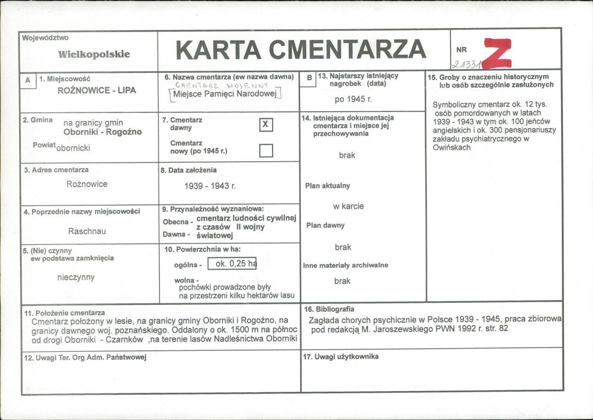 KC - Karta cmentarza, skan nr 1